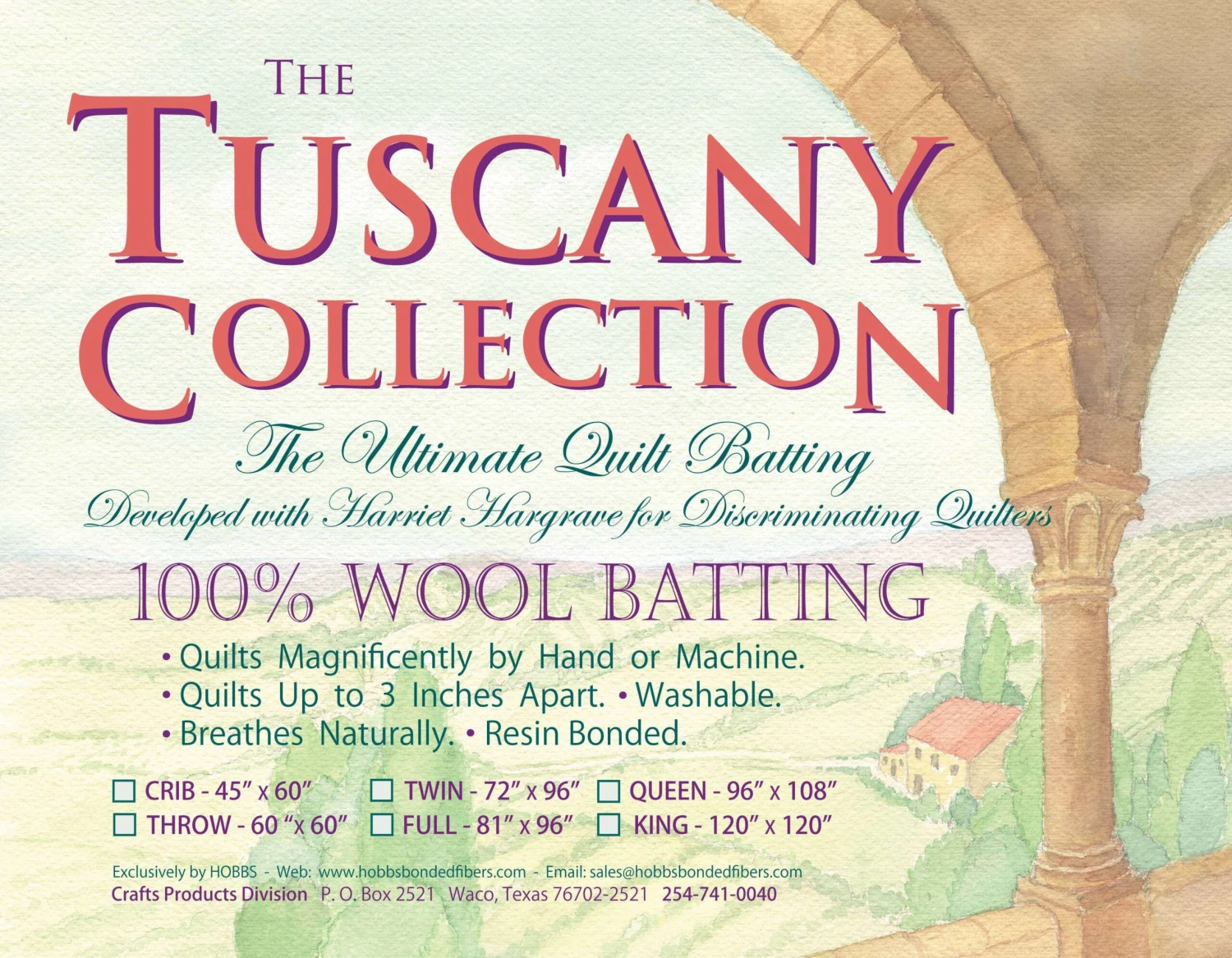 Hobbs Batting Tuscany 100% Washable Wool 72in X 96in Twin 2 Hobbs Batting Tuscany 100% Washable Wool 72in X 96in Twin - Image 2