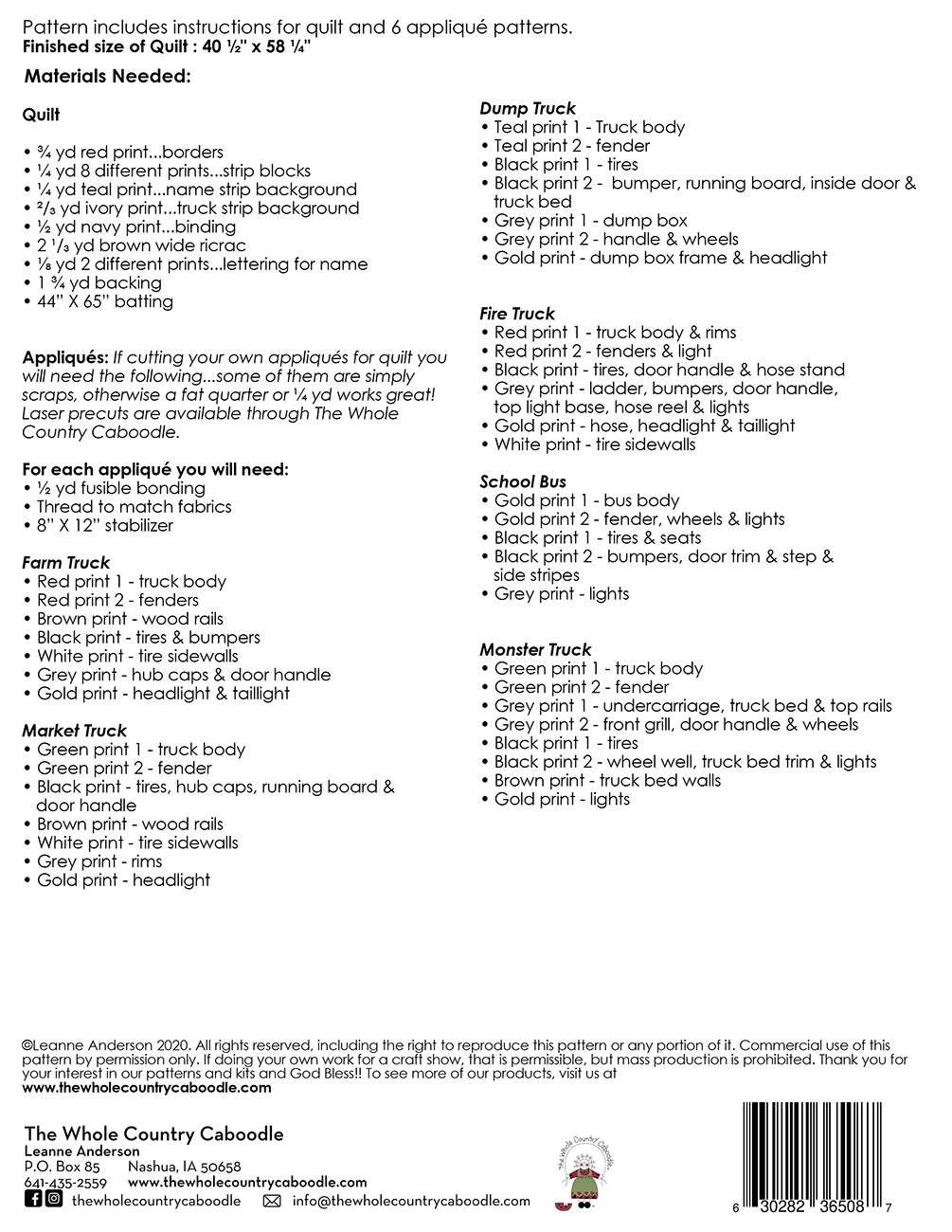 Papa's Old Truck Applique Quilt 2 Papa's Old Truck Applique Quilt - Image 2