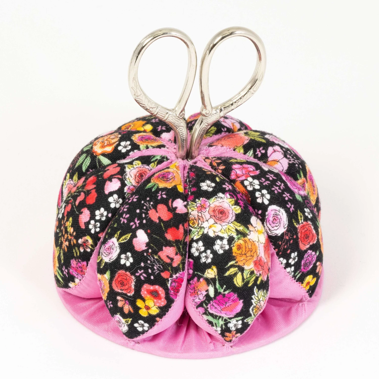 Pin Cushion Dome Black Pink Floral 1 Pin Cushion Dome Black Pink Floral