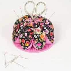 Pin Cushion Dome Black Pink Floral 4 Pin Cushion Dome Black Pink Floral -Keepsake Quilting Shop Z00268 22 02