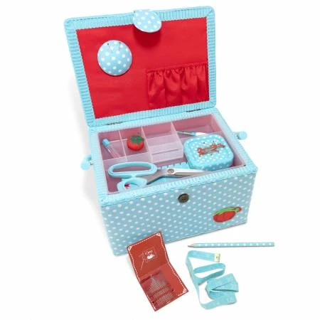 Premium Sewing Basket Orange Aqua Dot 2 Premium Sewing Basket Orange Aqua Dot - Image 2