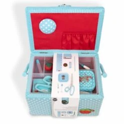 Premium Sewing Basket Orange Aqua Dot 7 Premium Sewing Basket Orange Aqua Dot -Keepsake Quilting Shop Z10458 04