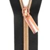 Zippers By The Yard Black Tape Rose Gold Teeth #5