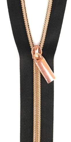 Zippers By The Yard Black Tape Rose Gold Teeth #5