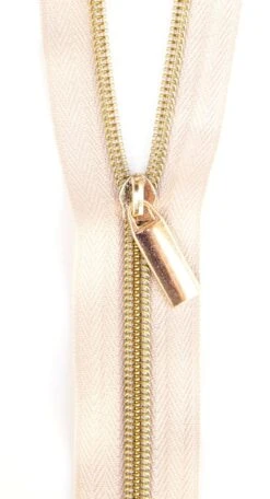 Zippers By The Yard Beige Tape Light Gold Teeth #5