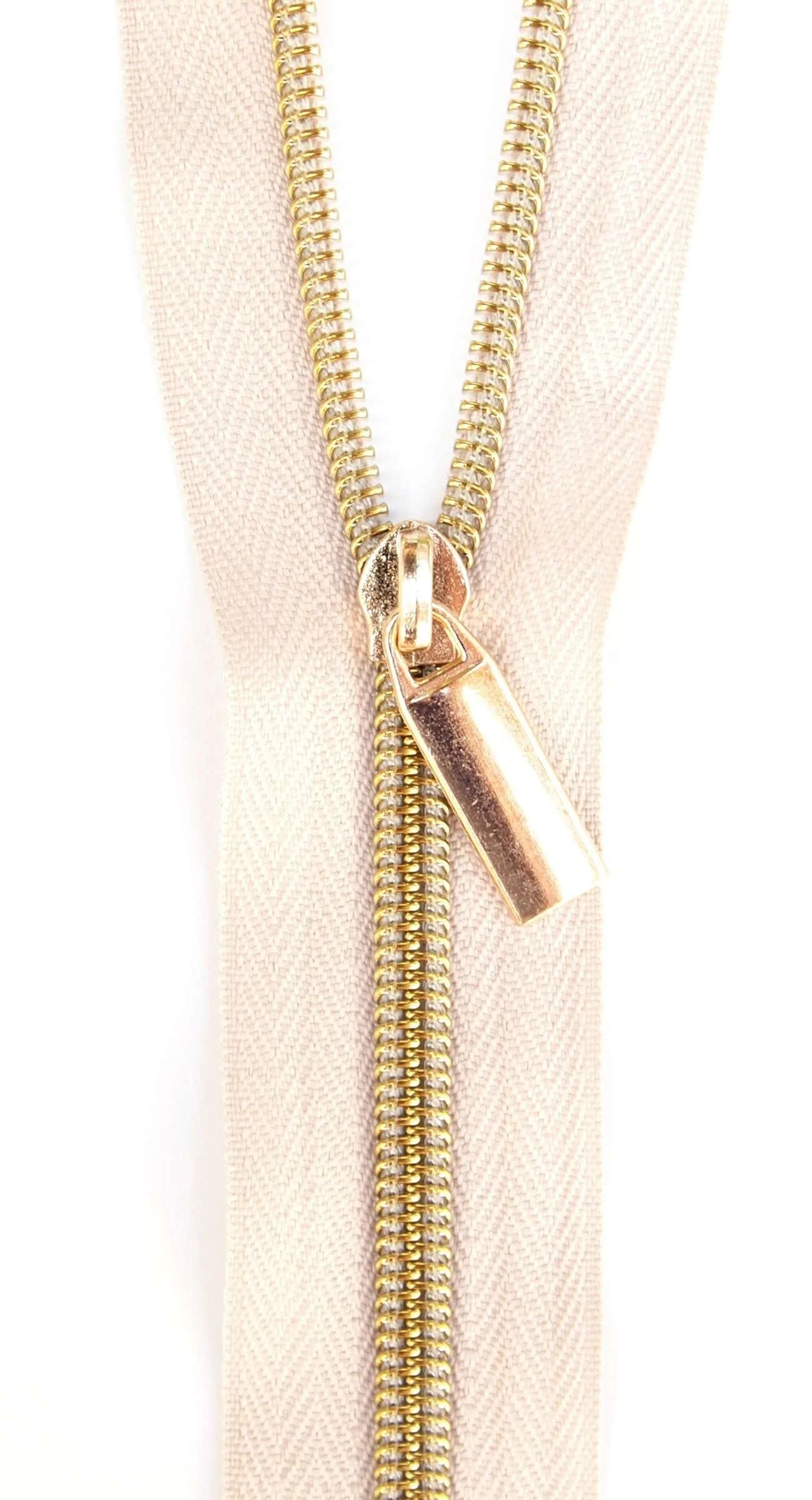 Zippers By The Yard Beige Tape Light Gold Teeth #5 1 Zippers By The Yard Beige Tape Light Gold Teeth #5