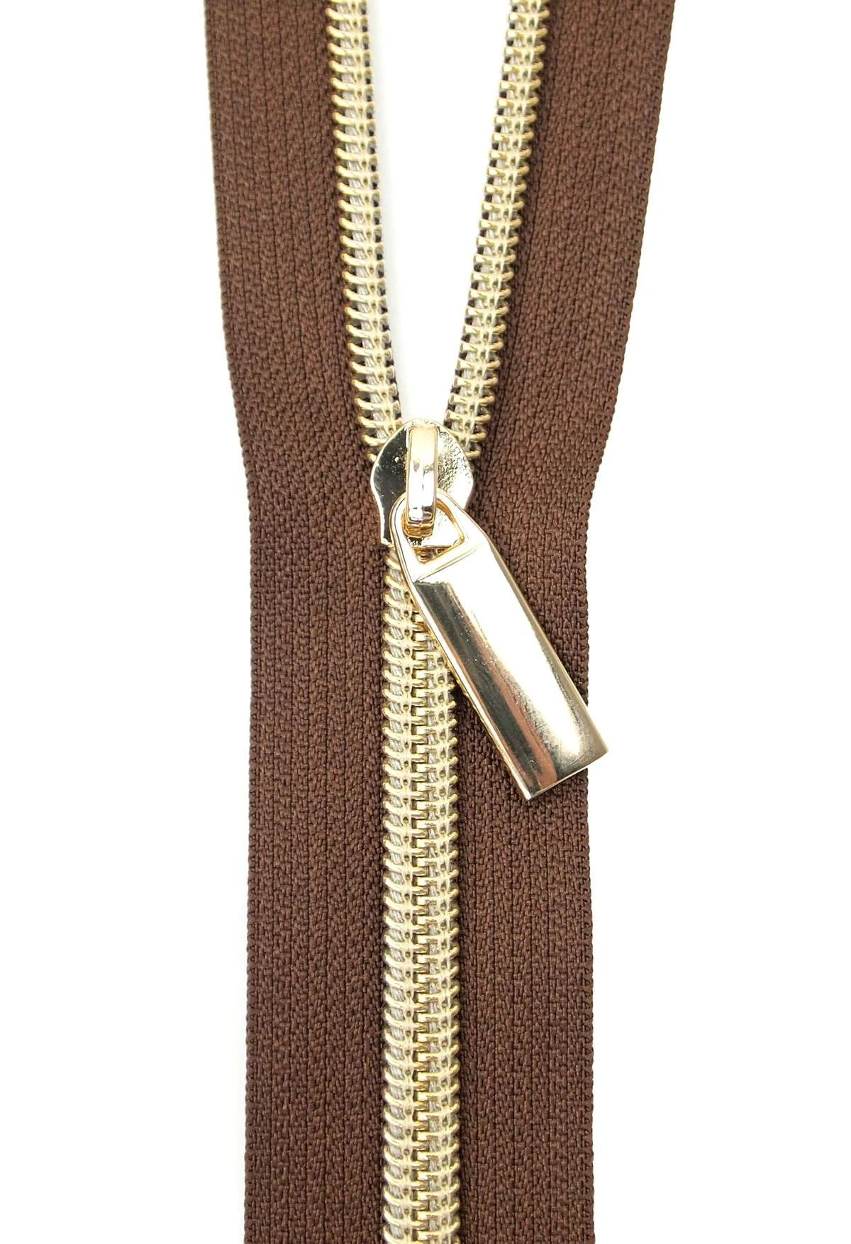 Zippers By The Yard Brown Tape Gold Teeth #5 1 Zippers By The Yard Brown Tape Gold Teeth #5