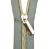 Zippers By The Yard Grey Tape Light Gold Teeth #5