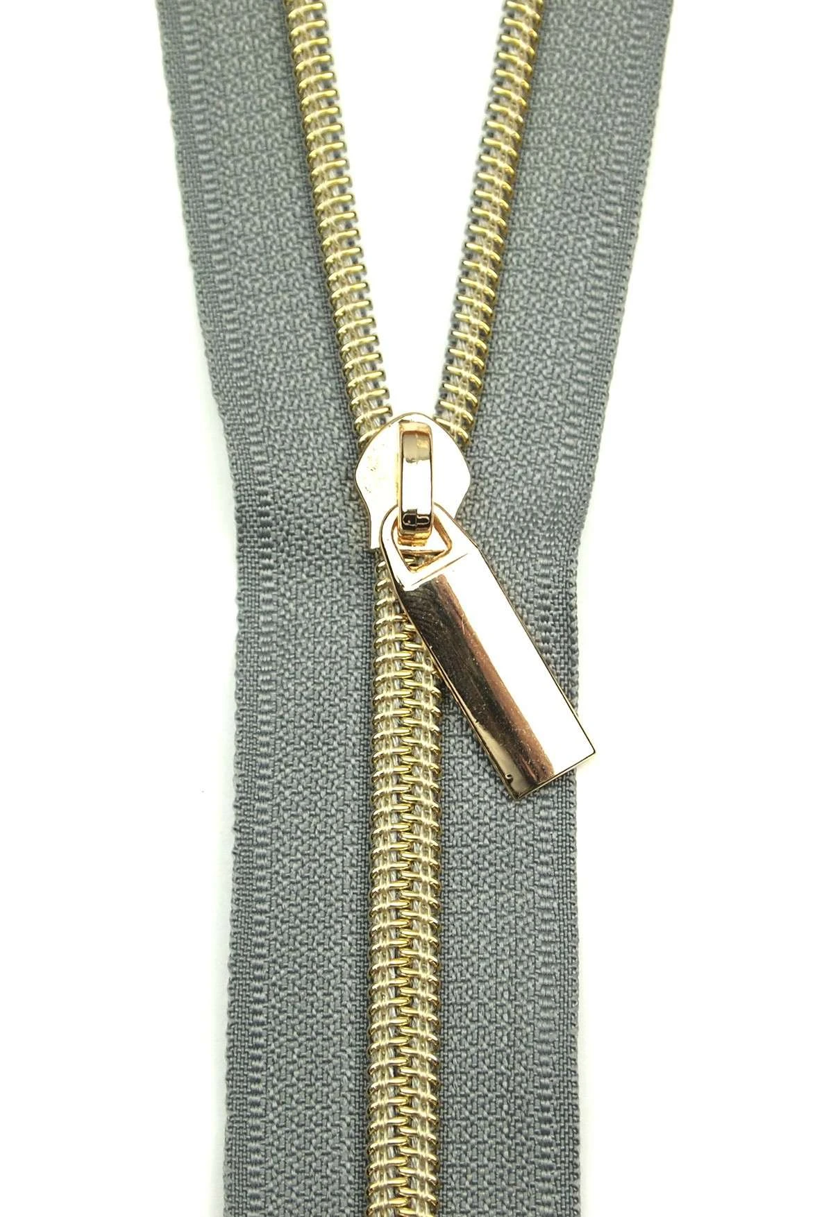 Zippers By The Yard Grey Tape Light Gold Teeth #5 1 Zippers By The Yard Grey Tape Light Gold Teeth #5