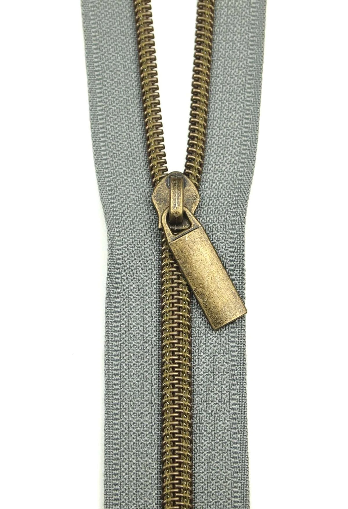 Zippers By The Yard Grey Tape Antique Teeth #5 1 Zippers By The Yard Grey Tape Antique Teeth #5