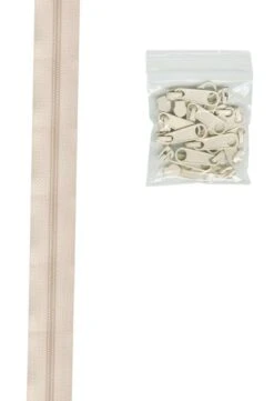 4 Yards Of 16mm #4.5 Zipper Chain And 16 Extra-Large Coordinated Pulls Ivory