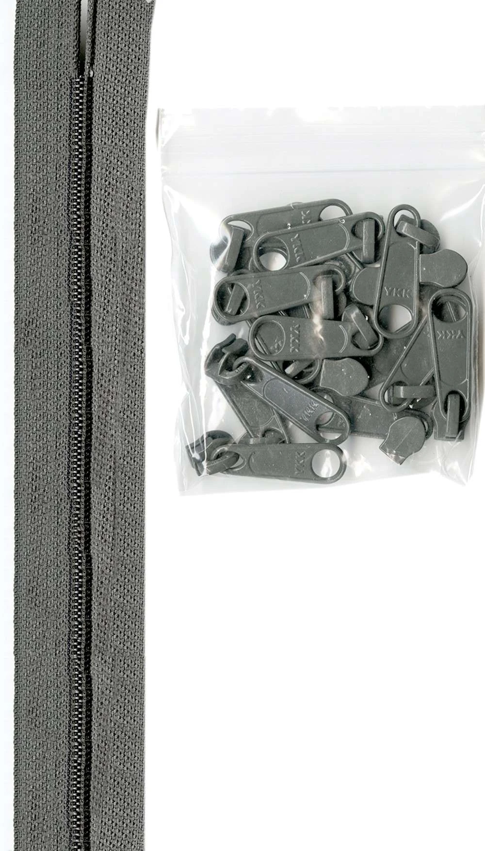 4 Yards Of 16mm #4.5 Zipper Chain And 16 Extra-Large Coordinated Pulls Pewter 2 4 Yards Of 16mm #4.5 Zipper Chain And 16 Extra-Large Coordinated Pulls Pewter - Image 2