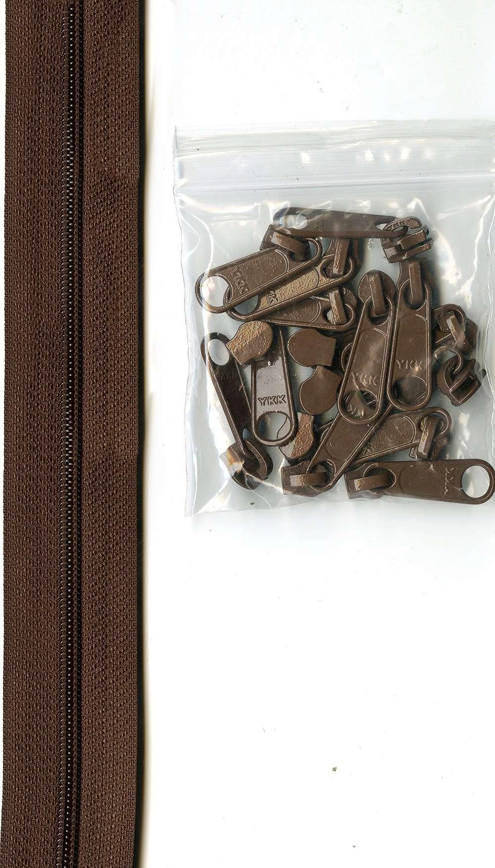 4 Yards Of 16mm #4.5 Zipper Chain And 16 Extra-Large Coordinated Pulls Seal Brow 2 4 Yards Of 16mm #4.5 Zipper Chain And 16 Extra-Large Coordinated Pulls Seal Brow - Image 2