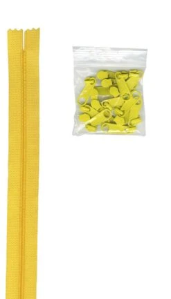 4 Yards Of 16mm #4.5 Zipper Chain And 16 Extra-Large Coordinated Pulls Dandelion