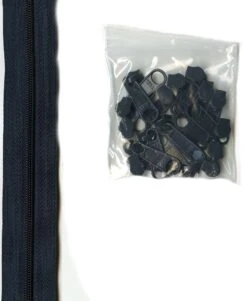 4 Yards Of 16mm #4.5 Zipper Chain And 16 Extra-Large Coordinated Pulls Navy