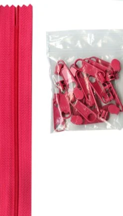4 Yards Of 16mm #4.5 Zipper Chain And 16 Extra-Large Coordinated Pulls Lipstick
